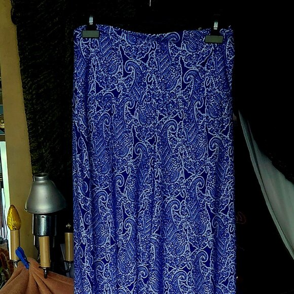 K26  Dazzling blue & white palazzo strapless jumpsuit by Zac & Rachel Sz L - Picture 1 of 6